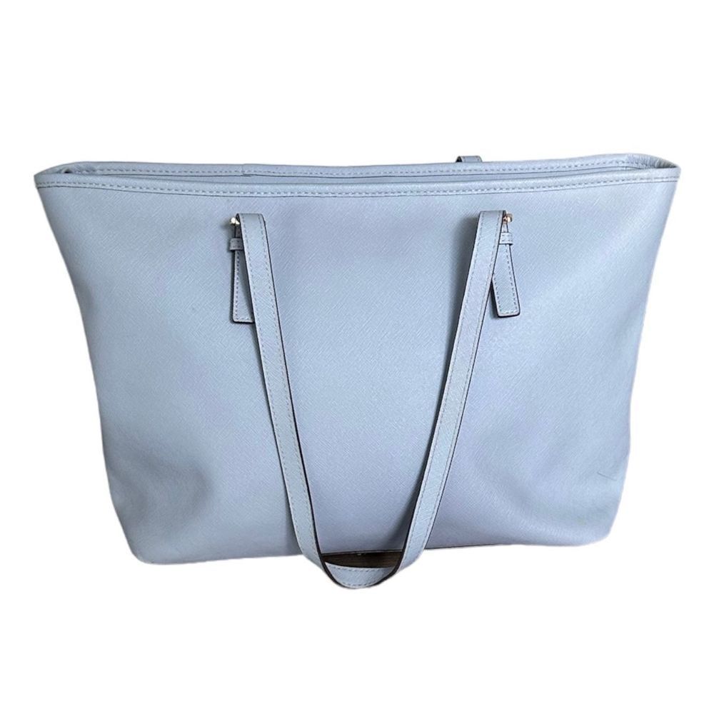 Michael Kors ￼Jet Set Medium Soffiano Top Zip Leather‎ Tote Pale Baby Blue - Picture 2 of 9